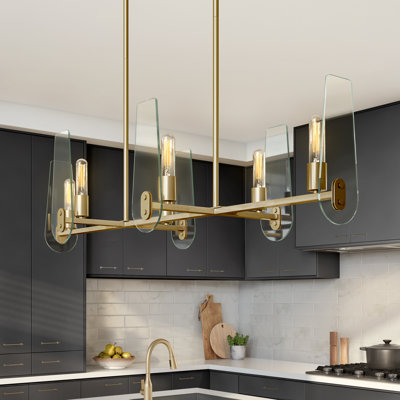 Luminaire suspendu linéaire à 6 lumières pour îlot de cuisine Juwariya