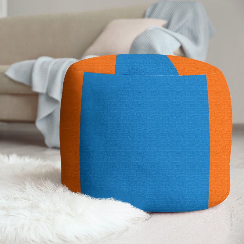 Repose-pieds cubique rond à rayures 20,5", Orange / bleu / orange