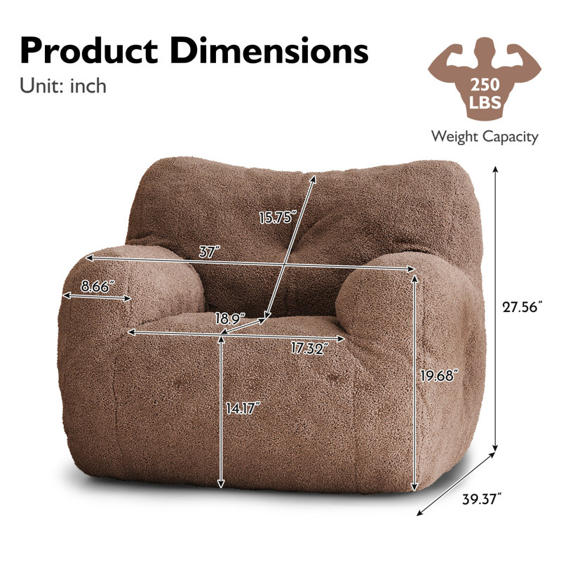 Fauteuil à billes Compression, Peluche café