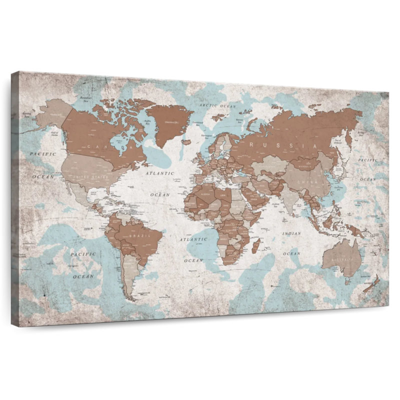 Keiri Geographic World Map VI, 30" H x 45" W