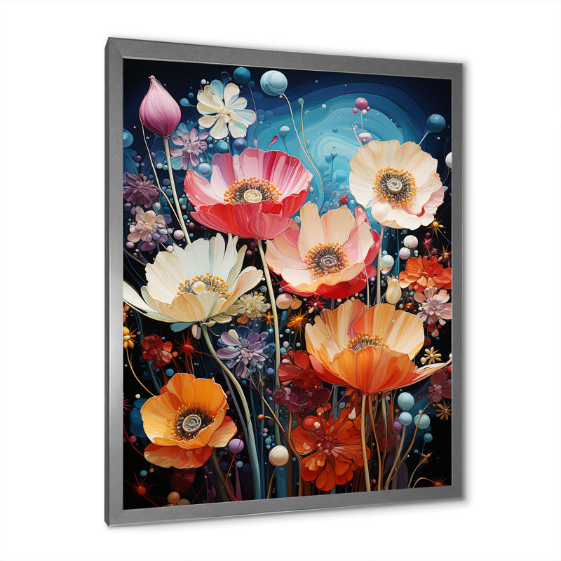 Fleurs sauvages en fleurs sur toile, H 32 po x l 16 po x P 1 po, Cadre simple argenté