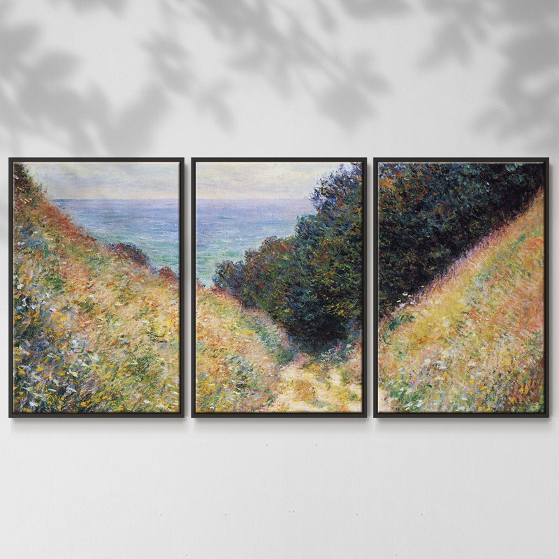 Pourville # 1 par Monet 3 pièces, Noir, H 36 po x l 75 po x P 2 po