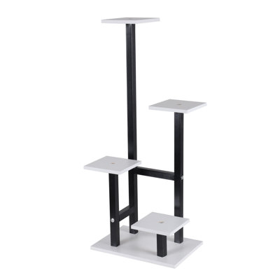 White Corner Plant Holders, 4-tiered Tall Square Succulent Plant Stand, Metal Tabletop Window Sill Plant Shelf,plant Flower Display Stand Indoor,32*14*9inch