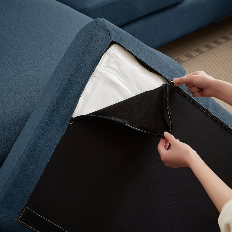 Laith Upholstered U-Shaped Sectional Symmetrical, Blue Fabric