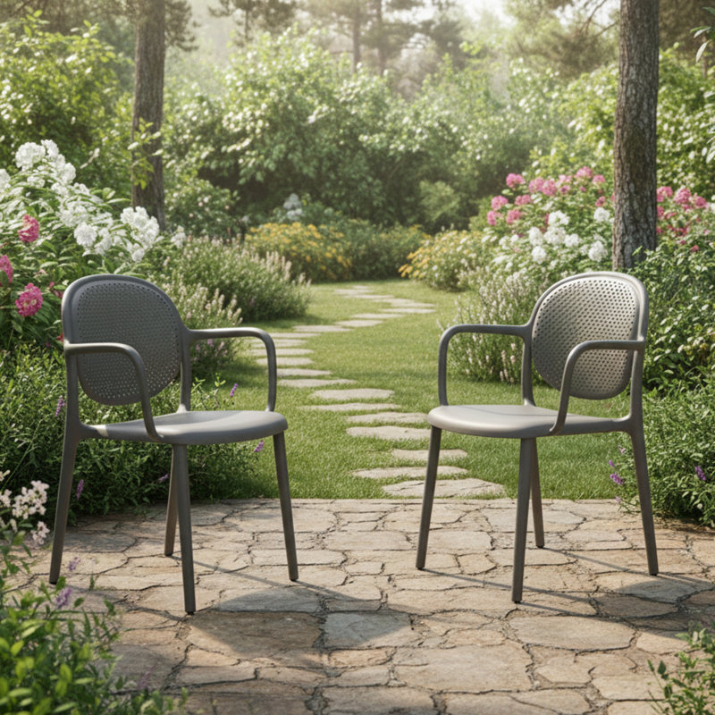 Bayman Stackable Outdoor Patio Dining Armchair, Gray