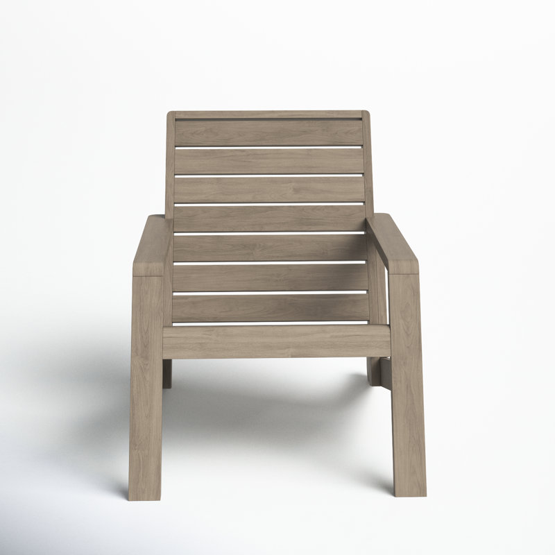 Gray Acacia Wood Outdoor Lounge Chair with Arms