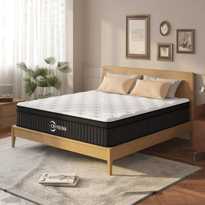 12” Medium Hybrid Mattress, Memory Foam with Certipur-US, Upgrade Individually Pocket Springs, Pressure Relief, Breathable