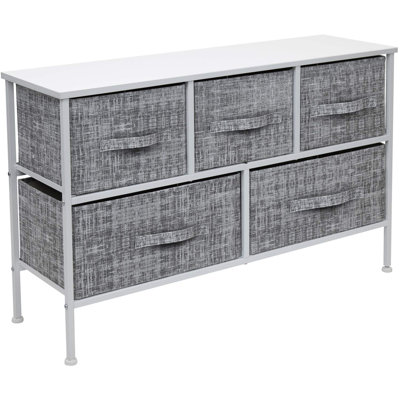 Sorbus Dresser with 5 Drawers with Steel Frame, Wood Tops, and Fabric Bins