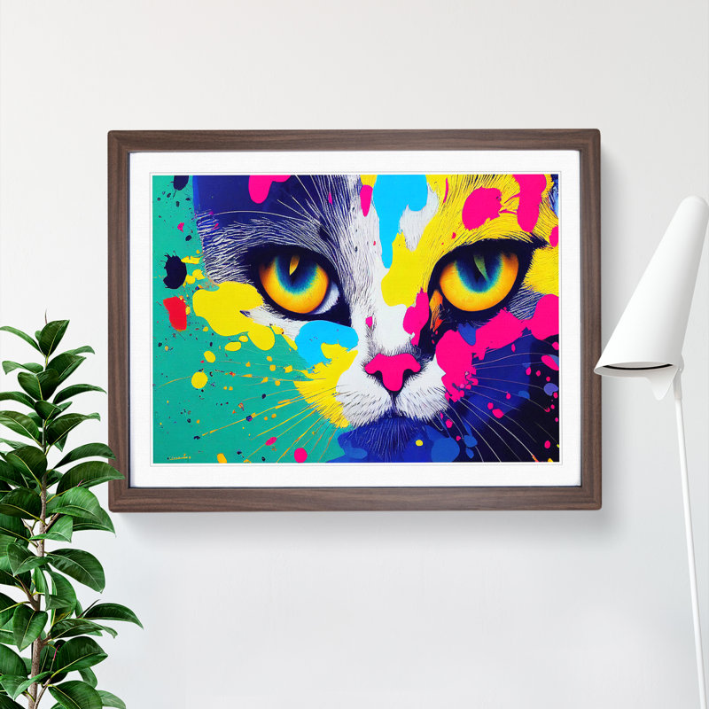 Cat Splashed Vol.3 Abstract - Framed Print, 25cm H x 34cm W x 2cm D, Walnut