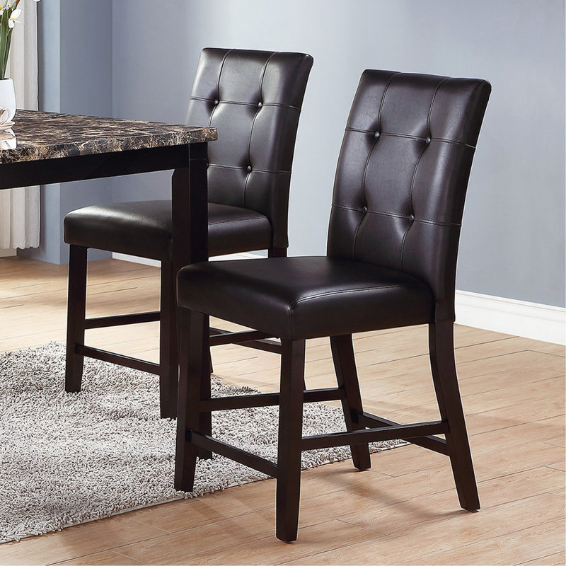 Ensemble de 2 chaises à hauteur de comptoir rembourrées Leroux, finition espresso