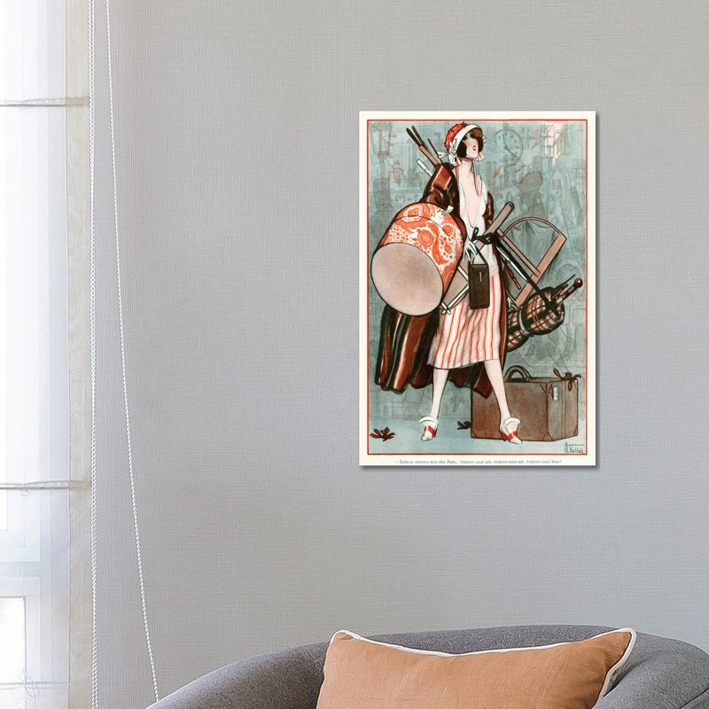 1920s La Vie Parisienne Magazine Plate by Armand Vallee - Print on Canvas, 30.48cm H x 20.32cm W x 1.91cm D, Wrapped Canvas