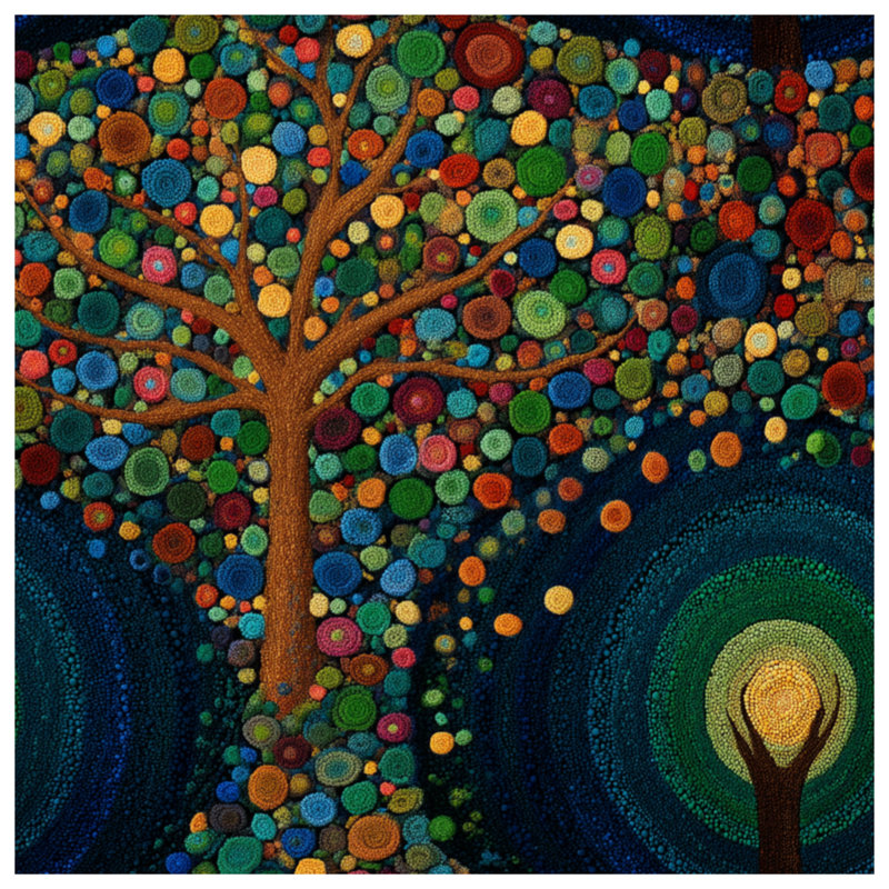 Couvre-lit matelassé à motif de cercles colorés, Grand lit