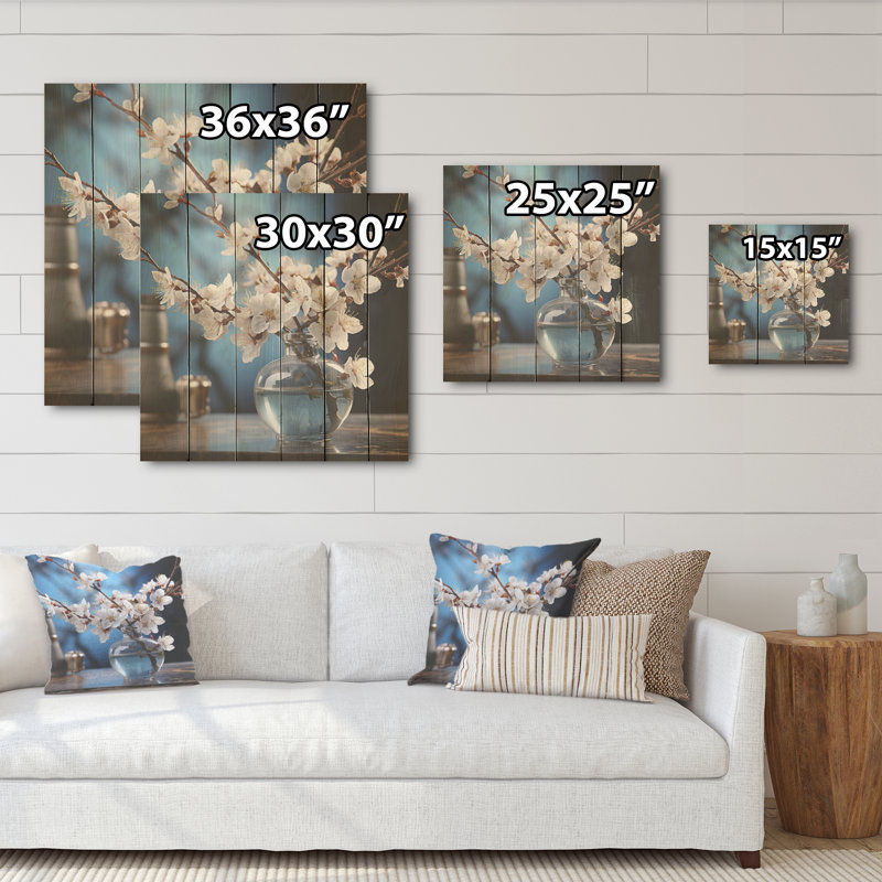 A Simple Soft Grey Bluebonnet Bouquet - Bouquet d'art mural en bois sur bois de pin naturel, H 36 po x l 36 po