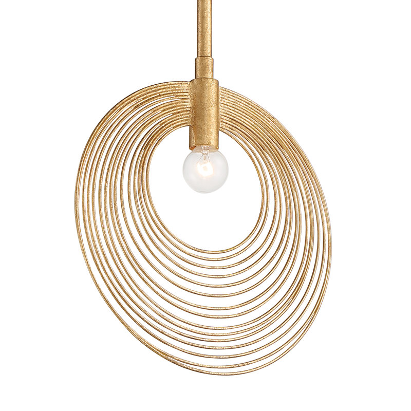 Luminaire suspendu géométrique 1 lumière Gagarin, H 11 po x l 10 po x P 2,3 po, Or renaissance