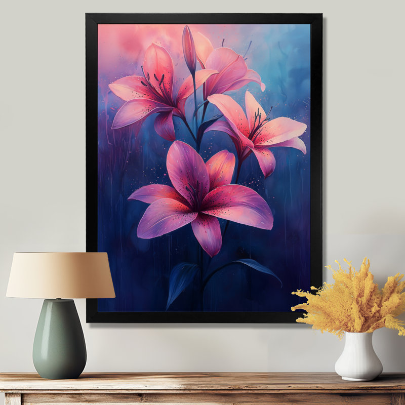 Katlin - salon d'art mural floral, 20" H x 12" W, Reproduction encadrée d'une seule photo, Black
