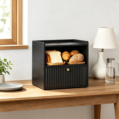 Boîte à pain en bambou rustique pour comptoir de cuisine, contenant de rangement pour pain à double couche de grande capacité avec porte magnétique et poignées en métal, organisateur de nourriture de campagne pour pain, muffins et plus encore