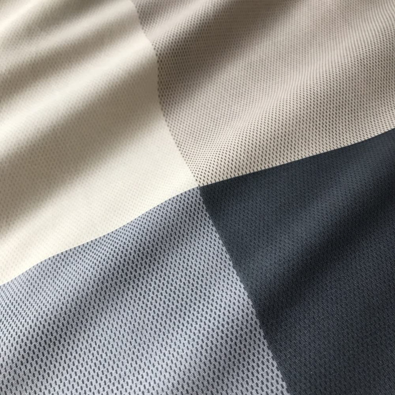Modern Gray and Beige Cotton Plaid Queen Duvet Cover Set