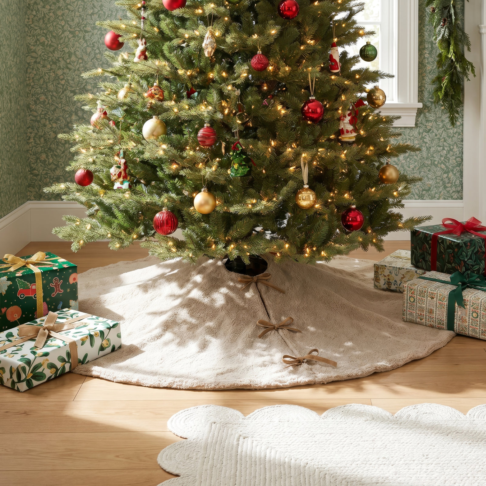 Faux Fur Tree Skirt, Milk Coffee Brown