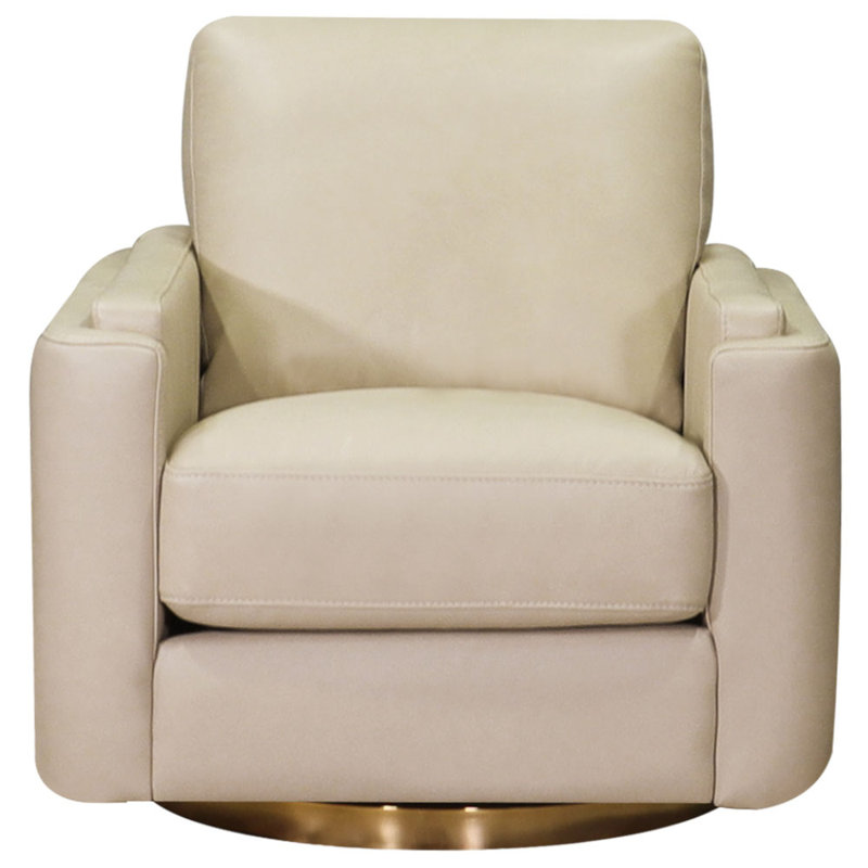 Fauteuil pivotant en cuir Fleishman, Cuir véritable blanc ivoire Fleishman