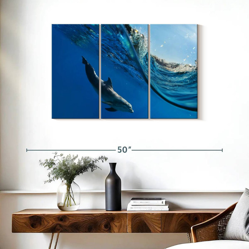 Dolphin Under The Wave, 24" H x 38" W