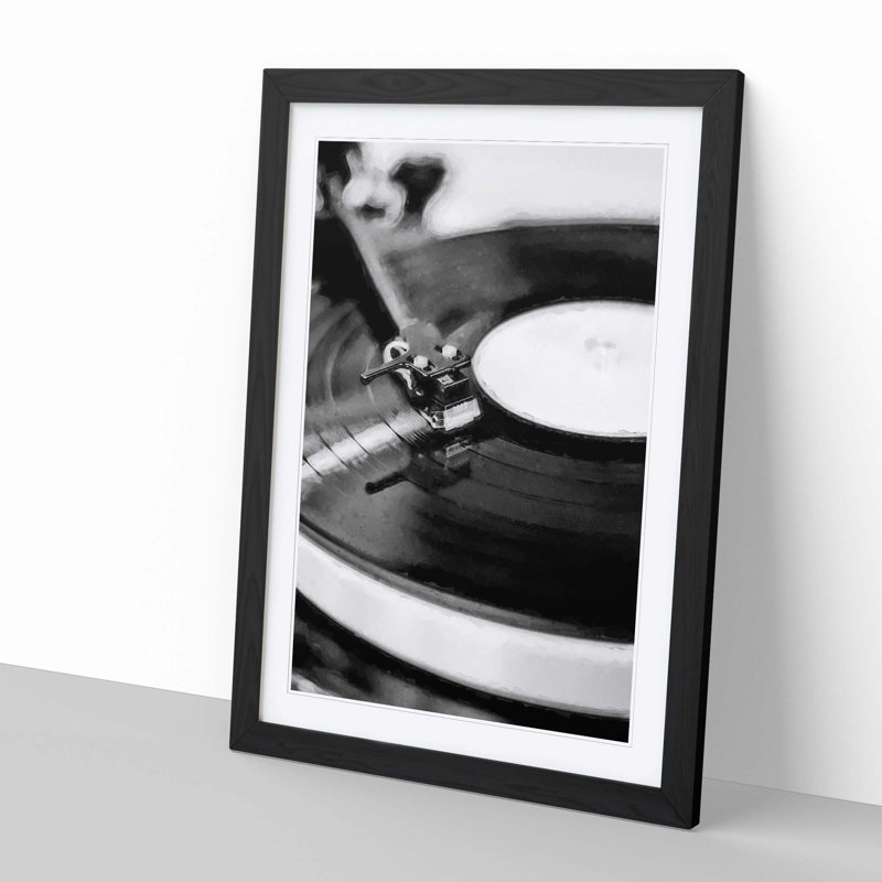 Vinyl Record Player - Framed Print, Black, 76cm H x 50cm W x 2cm D