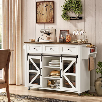 46.5" Kitchen Island with Drop-Leaf and Charging Station by Gracie Oaks