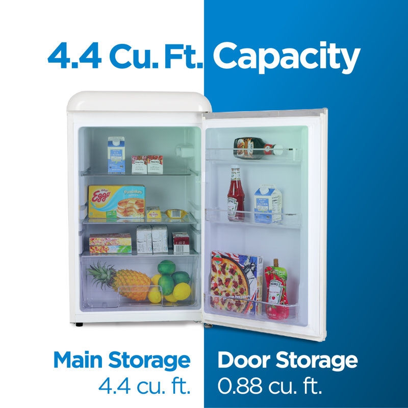 CCRA Series Commercial Cool CCRR4ALB 4.4 Cu. Ft, Vintage Style 2 Slide-Out Glass Shelves Refrigerator, White