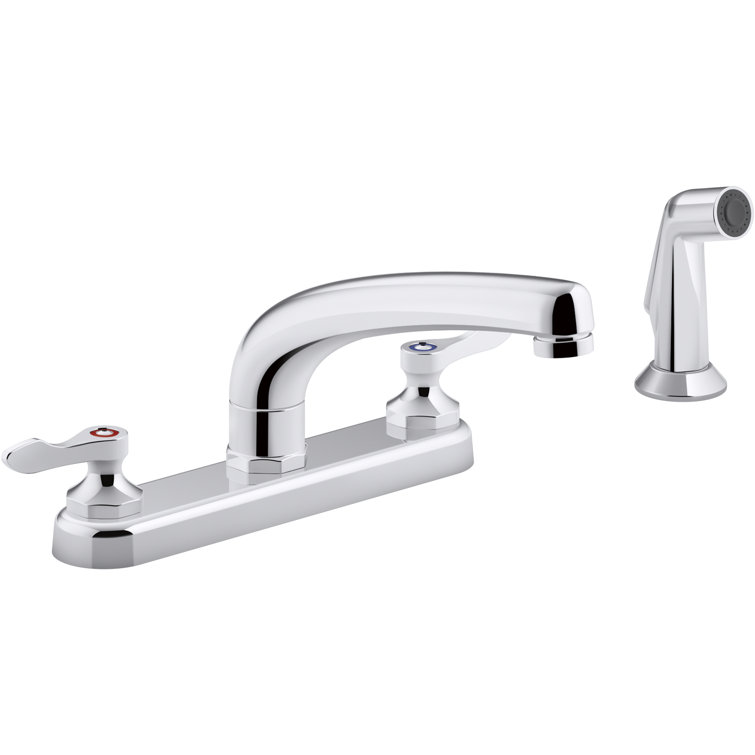 , 1.5 gpm Triton Bowe 1.8 gpm Kitchen Sink Faucet with 8-316 In. Swing Spout, Matching Finish Sidespray, Aerated Flow and Lever Handles