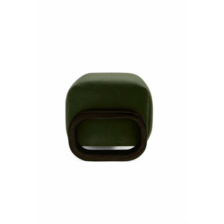 Cayenne Ottoman, Evergreen Velvet
