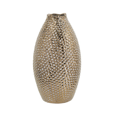 Vase en céramique 5,3 x 5,3 x 11 po avec finition bronze texturée