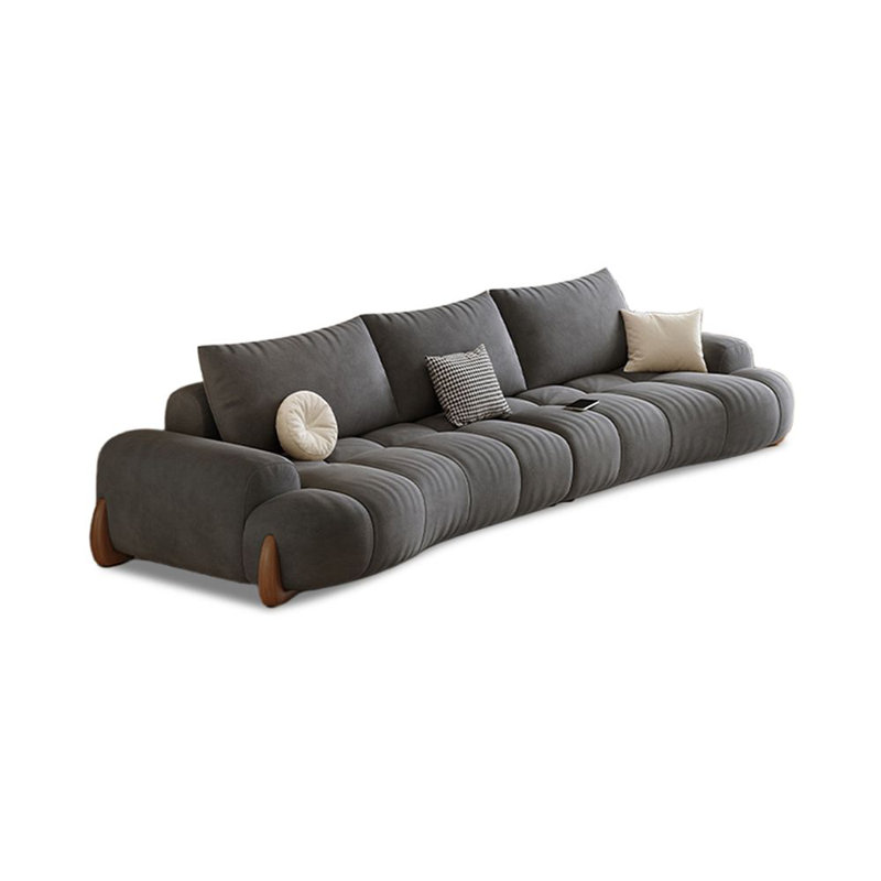 Canapé modulaire gris en polyester, Gris, H 34,25 po x l 98,43 po x P 43,31 po
