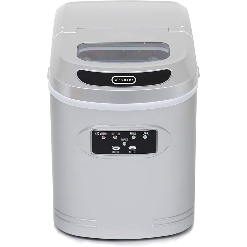 Compact Metallic Silver Freestanding Portable Ice Cube Maker