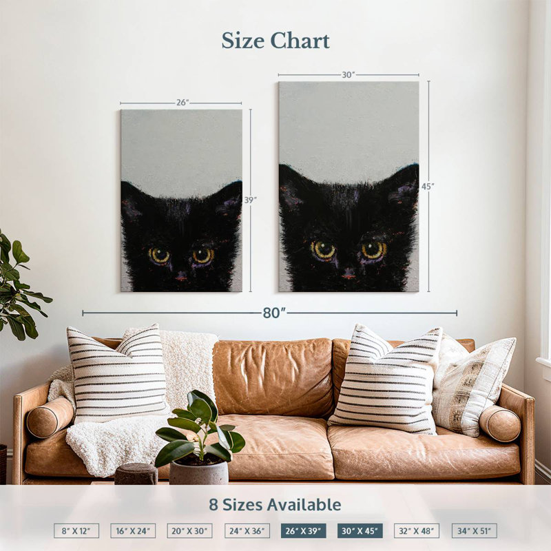 Chaton Brampt noir, H 39 po x l 26 po
