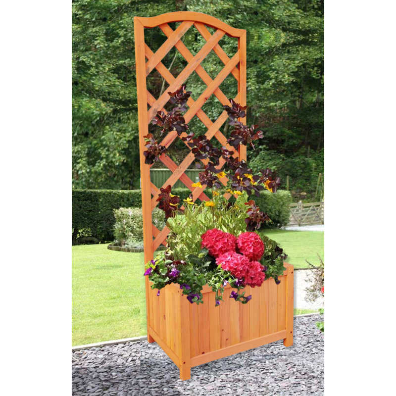 Earlham Wood Planter Box with Trellis