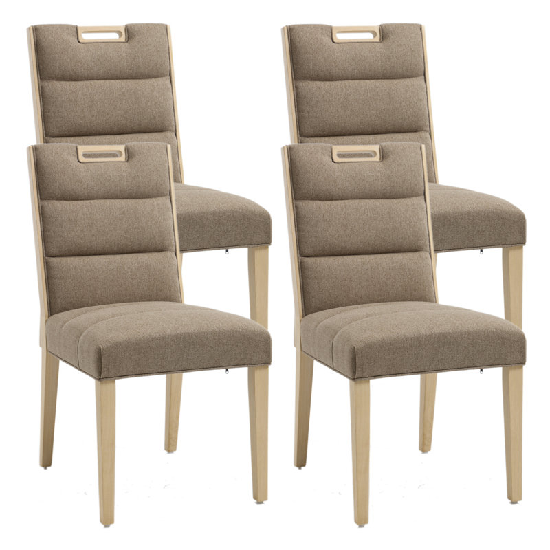 50 cm H Full Back Side Chair, 4, Linen-Brown