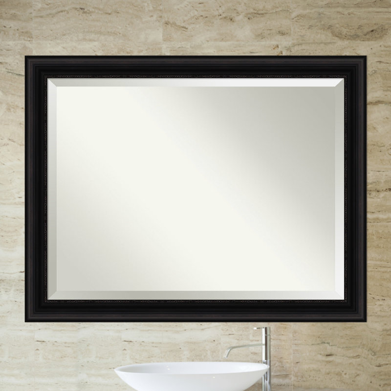 Ghazi Flat Wall Mirror, 36" x 46", Antique Black
