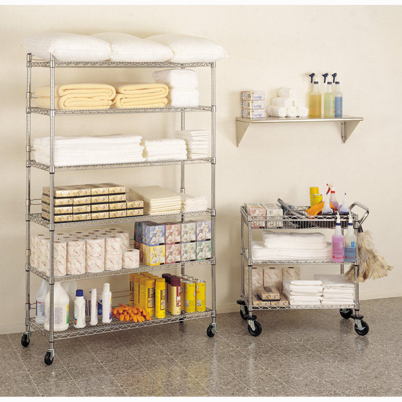 UltraDurable 6-Tier Chrome Steel Wire Shelving with Wheels