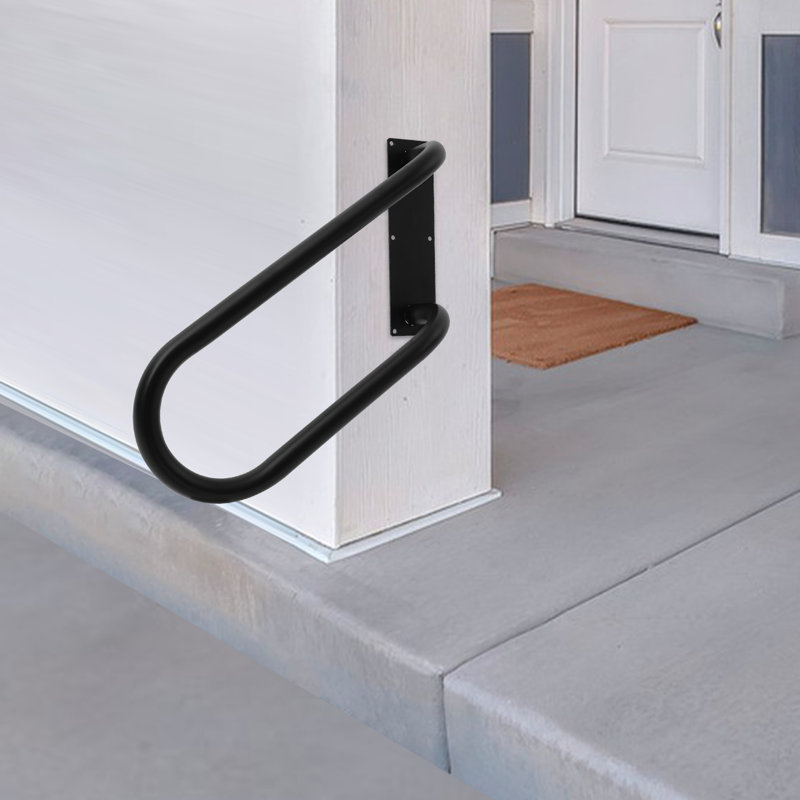 U-Shape Left Side Wall-Mounted Handrai, Black