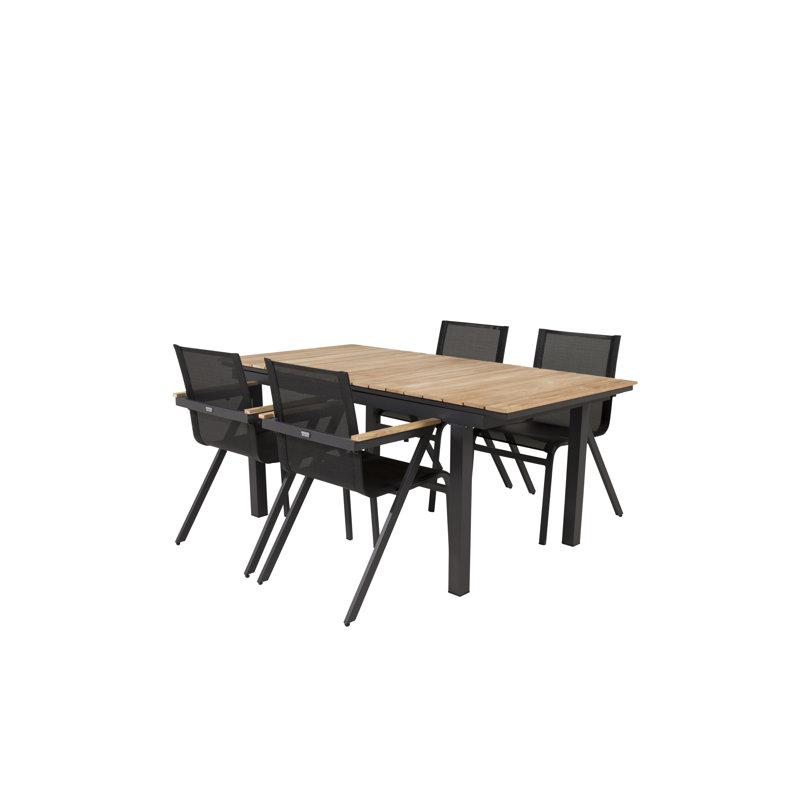 Anoki 4 - Person Teak Patio Dining Set with Extendable Rectangular Table