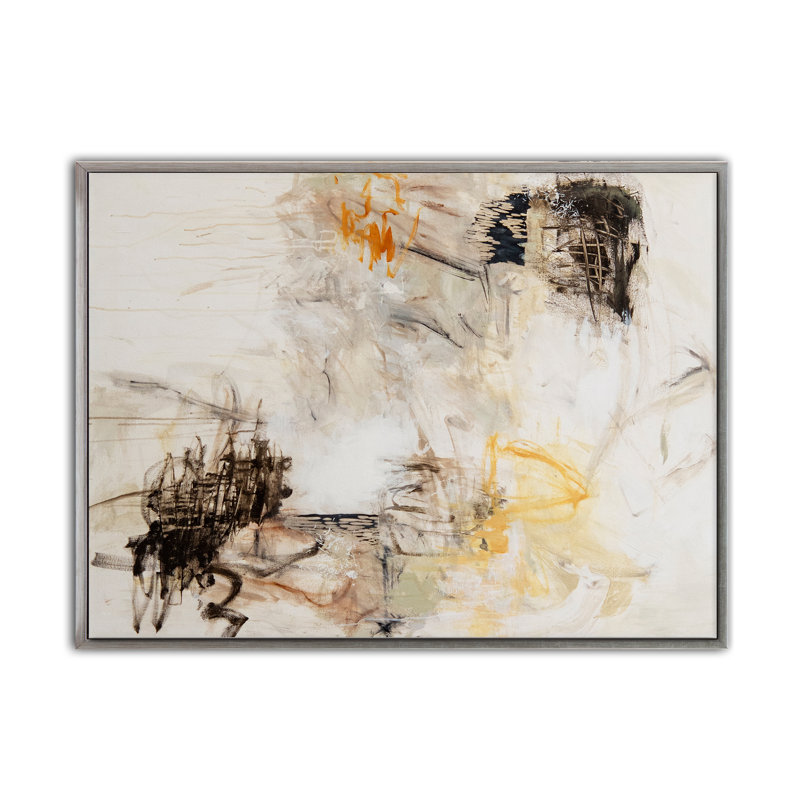 Remaining Neutral Print by Patricia Schwimmer, Black Framed Canvas, 30" H x 40" W x 2.375" D