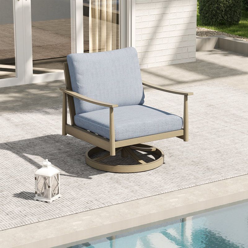 Méridienne d'extérieur pivotante en aluminium Mariene, Bleu, Beige