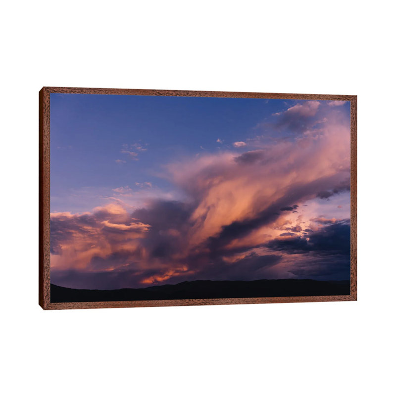 Taos Mountains Sunset 1 Piece Wall Art on Canvas, 101.6cm H x 152.4cm W x 3.81cm D, Classic Brown Wood Framed