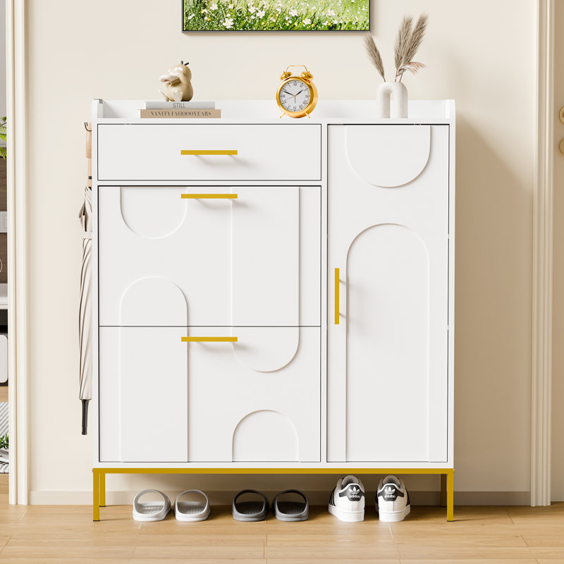 Armoire de rangement pour 18 paires de chaussures avec portes uniques et tablettes réglables