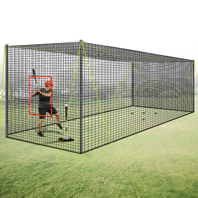 Cage portative de baseball et de balle molle portative, filet de cage de 22 pi x 12 pi x 8 pi avec trou pour machine à lancer