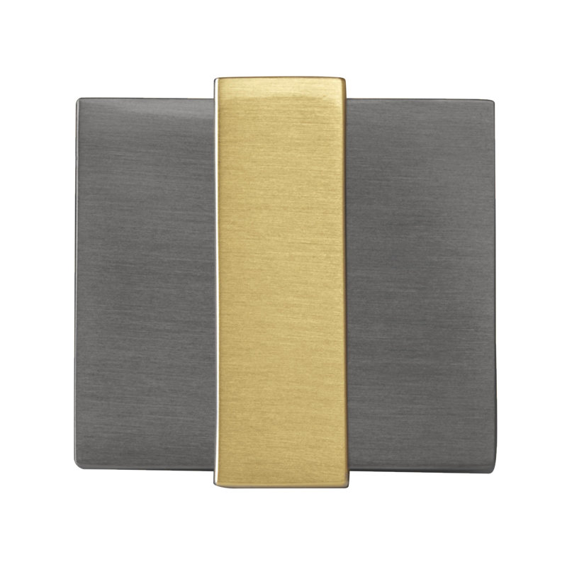 1-3/8 inch Black Chrome and Brushed Gold Square Knob