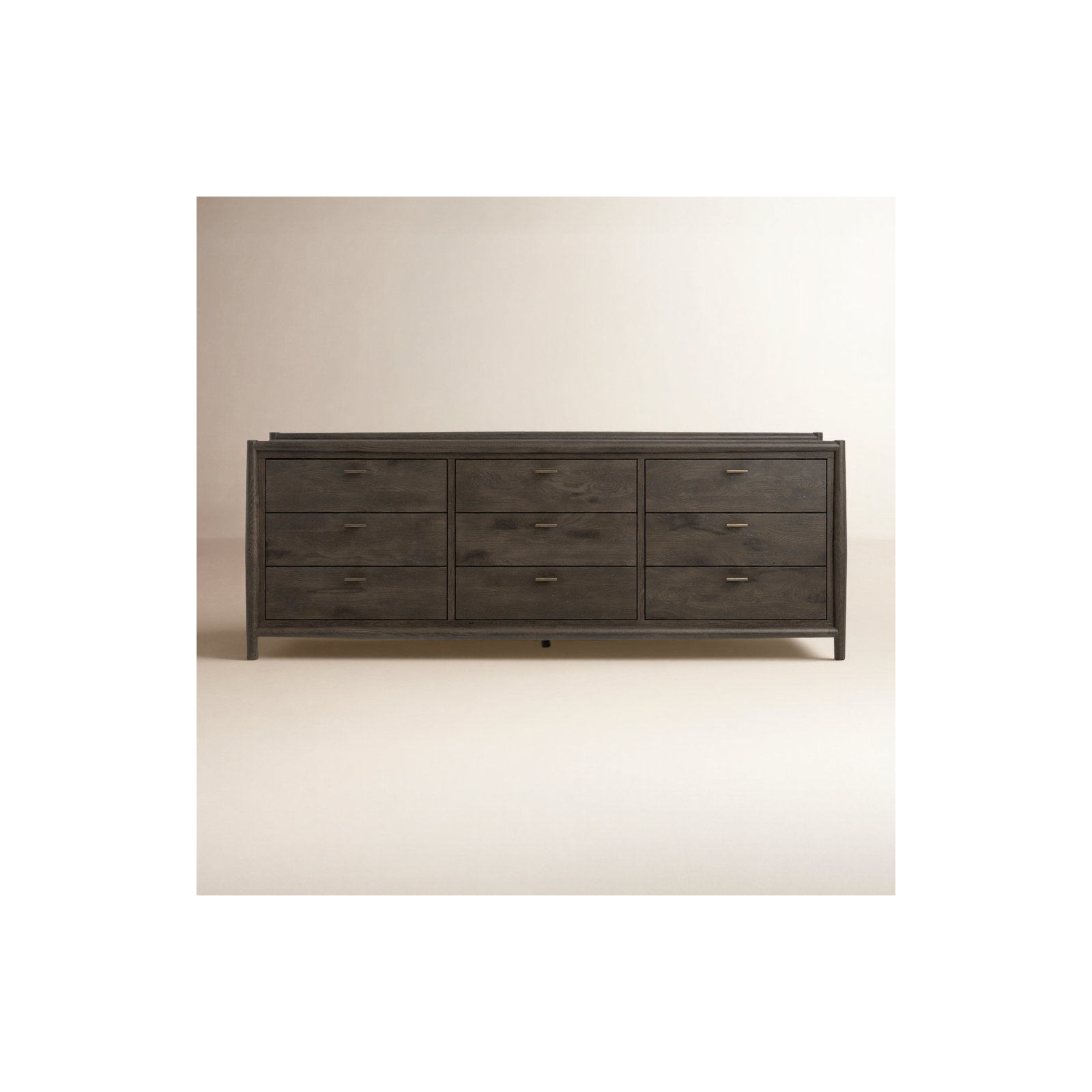 Cayenne 9 Drawer 85" W Solid Wood Dresser, Smoked Black