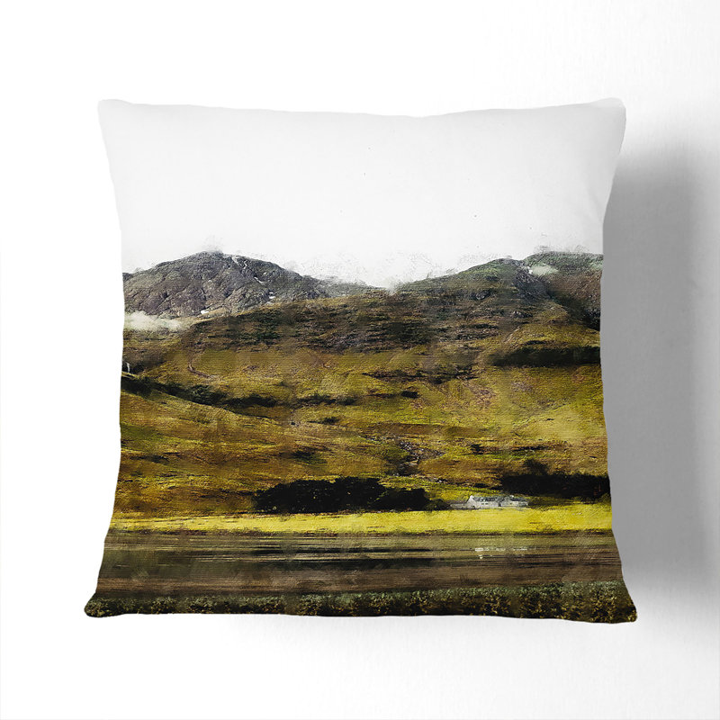 Glencoe In The Scottish Highlands Painting Square Throw Cushion, 40cm H x 40cm W x 15cm D, Stone
