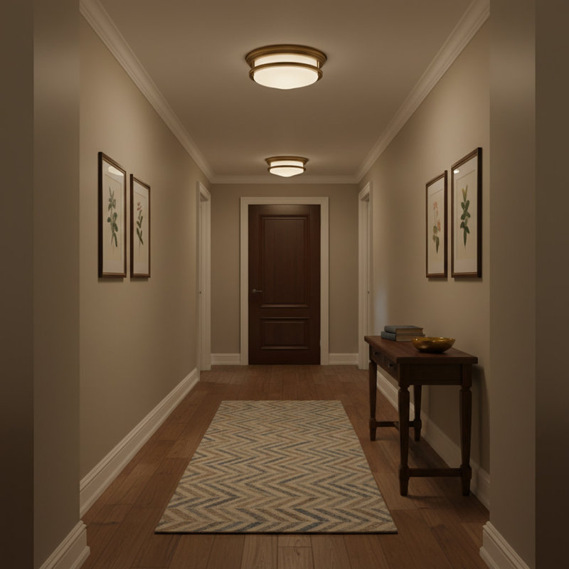 Hadley Two-Light Flush Mount Ceiling Light, Brushed Bronze, Incandescent, White