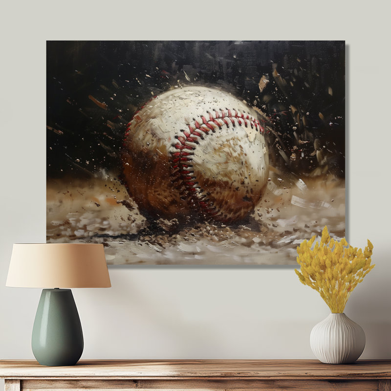Baseball gros plan Home Run - décoration murale baseball sport, H 34 po x l 44 po x P 1,5 po, Toile tendue