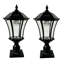 Lampadaire solaire d'extérieur en aluminium noir (lot de 2)-129936730